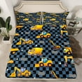 thumbnail image 2 of Manfei Teens Cartoon Truck Bed Sheets, Checkered Buffalo Plaid King Sheets, Construction Vehicle Sheet Set, Breathable Home Decor, 4-Piece, 2 of 7