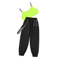 thumbnail image 3 of Yruioon Kids Girls Dance Outfits Sports Bra Crop Tank Tops and Jogger Pants Set Hip Hop Jazz Street Fluorescent Green 12, 3 of 7