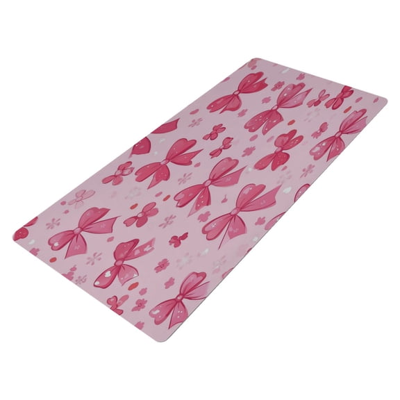 Leather Keyboard and Mouse Desk Mat Office Desk Accessories Protective Office Desk Decor Desk Pad Mat for Gaming, Work from Home, Office Pink Cute Bows 16.5" x 35.4"