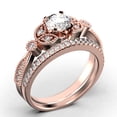 thumbnail image 3 of Bridal Set 2.00 Carat Round Cut Diamond Moissanite Engagement Ring, Matching Wedding Band in 925 Sterling Silver With 18k Rose Gold Plating, Leaf Ring, Promise Ring, Anniversary Gift, 3 of 4