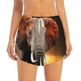 thumbnail image 3 of Uemuo Elephant Sunset in Kenya Pattern Women's Athletic Shorts High Waisted Running Shorts with Liner Pockets Gym Elastic Workout Shorts-Small, 3 of 9