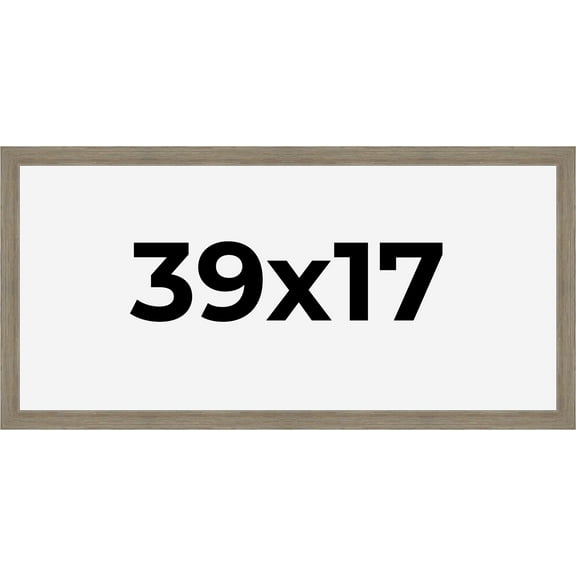 39x17 Frame Gray Barnwood Rustic Solid Wood Picture Frame | 1.5 Inch Moulding Width | Includes UV