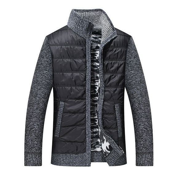 Ikevan Men'S Sweater Coat Plus Velvet Loose Knit Sweater Printed Cardigan Casual Gray 6(M)