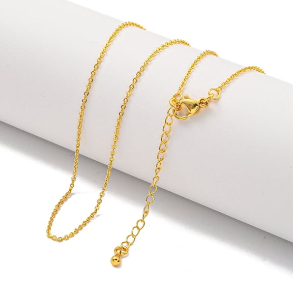 Brass Cable Chain Necklaces for Women Real 24K golden Plated 17.87 inch(454mm)