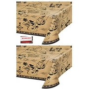 (2 Pack) Pirate Ship Treasure Map Birthday Plastic Table Cover 54 X 102 Inches (Plus Party Planning Checklist by Mikes Super Store)