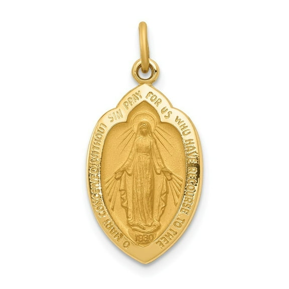 14k Yellow Gold Miraculous Medal Charm - Measures 18x12mm