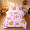 thumbnail image 3 of Homewish Halloween Spooky Animal Queen Bedding, Bow Pumpkin Star Bedding Comforter Set Queen, Lavender, Pink Reversible 7-Piece, 3 of 7