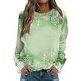 thumbnail image 2 of Women's Christmas Printed Round Neck Sweatshirt, Long Sleeve Casual Pullover Top, Raglan Sleeve Holiday Graphic Fall Winter Clothes,Mint Green,3XL, 2 of 8