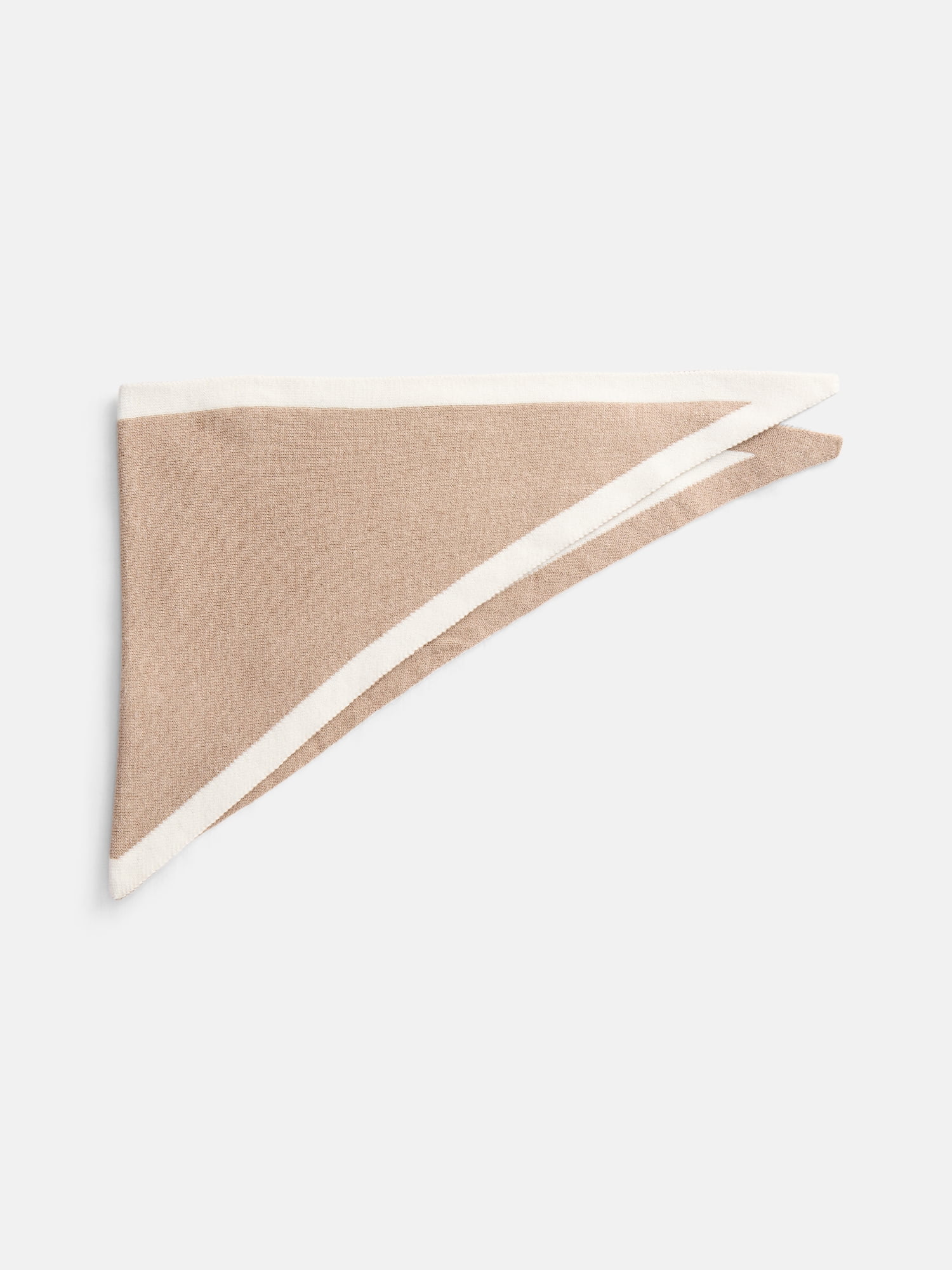 Scenario Women's Border Stripe Knit Triangle Scarf, Toasted Heather and Winter White