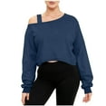 thumbnail image 2 of Levmjia Womens Fashion Sweatshirt Long Sleeve Off The Shoulder Tops Solid Color Casual Blouse Work Holiday Comfy Breathable Everyday Basic Shirt, 2 of 7
