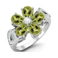 thumbnail image 2 of 6X4mm Pear Shape Peridot 925 Sterling Silver Floral Art Deco Women Mother's Day Gift Ring, 2 of 3