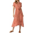thumbnail image 2 of Allegra K Women's Casual Dresses Button Down Short Sleeve Drawstring High Waist Midi Dress, 2 of 5