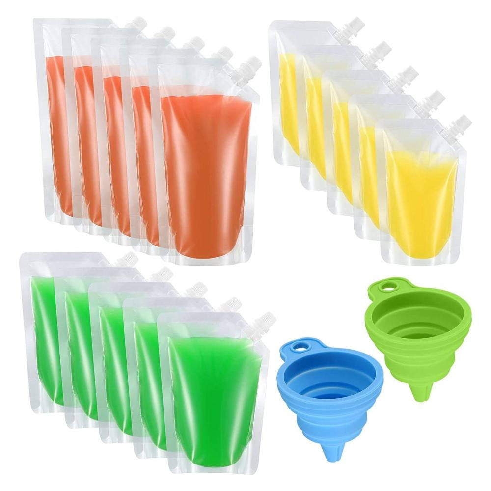 Drink Pouches 15Pcs Reusable Drink Pouches With Spout Drinks