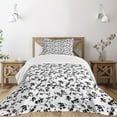 thumbnail image 3 of Ambesonne East Quilted Bedspread Set 2 Pcs, Sakura Blooom Silhouette, Twin Size, Black White, 3 of 6