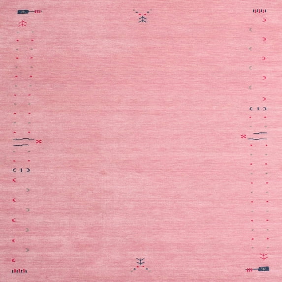 Ahgly Company Machine Washable Indoor Square Contemporary Carnation Pink Area Rugs, 4' Square