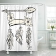 thumbnail image 1 of Cortina de Ducha ABPHQTO de Poliéster Boho 152x180 cm Letrero de Madera Flecha Plumas Flores, 1 of 2