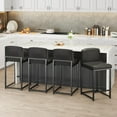 thumbnail image 3 of Modern Bar Stools Set of 2, Upholstered Counter Height 24.8" Bar Stools, Faux Leather Counter Stools Bar Chairs with Back, for Kitchen Island, Black, 3 of 9