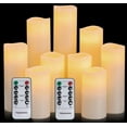 thumbnail image 1 of REJODA-Flameless Candles Battery Operated Candles H 4" 5" 6" 7" 8" 9" Real Wax Pillar Flickering Candles LED Flameless Candles with Remote and Timer Control Set of 9 (Ivory Color), 1 of 4