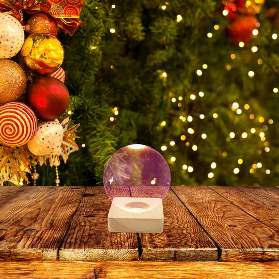 Masteelf Wooden LED Light Display Base for Crystal and Lamps 1 Set Lighted Pedestal for Night Light and Crystal Display Stand