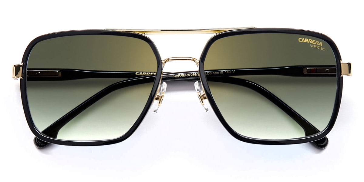 Carrera CA 256/S Metal Unisex Square Sunglasses Gold/Black 58mm Adult