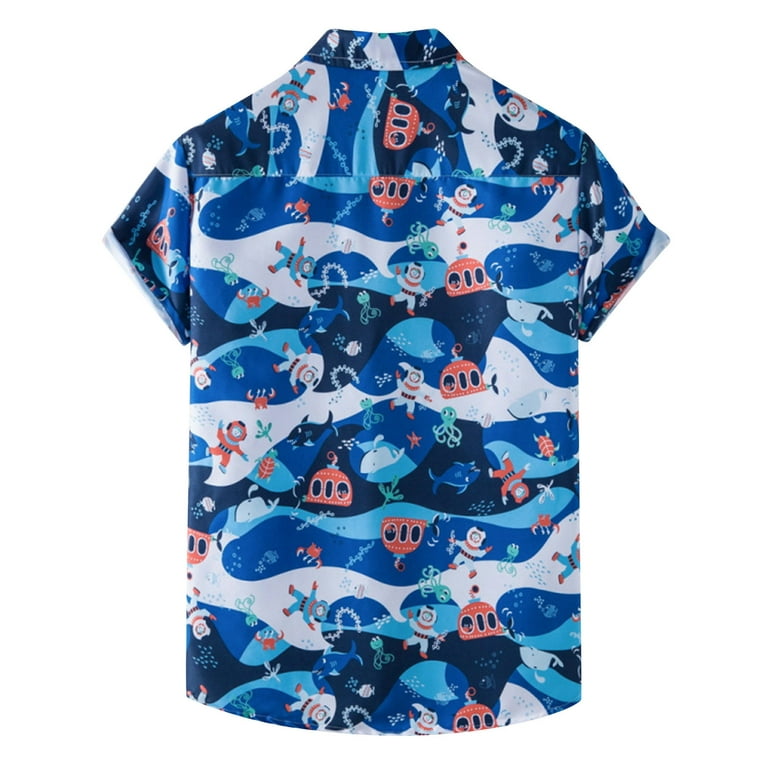 Gubotare Dress Shirts For Men Men's Big and Tall Free Short Sleeve Button  Down Check Shirt,Blue XL 