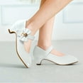 thumbnail image 4 of ADAMUMU Dress Shoes for Girls Mary Janes Low Heels Flat Princess Ballet Dress Strap Shoes for Party Wedding School White Size 11M little kid, 4 of 5