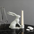 thumbnail image 4 of Vggrvlo Easter Bunny Candlestick Holders Vintage Rustic Bunny Stick Holders Resin Taper Candle Centerpieces Decor for Easter Fireplace Mantle Dining Table, Easter Office Home Gift Shape B, 4 of 6