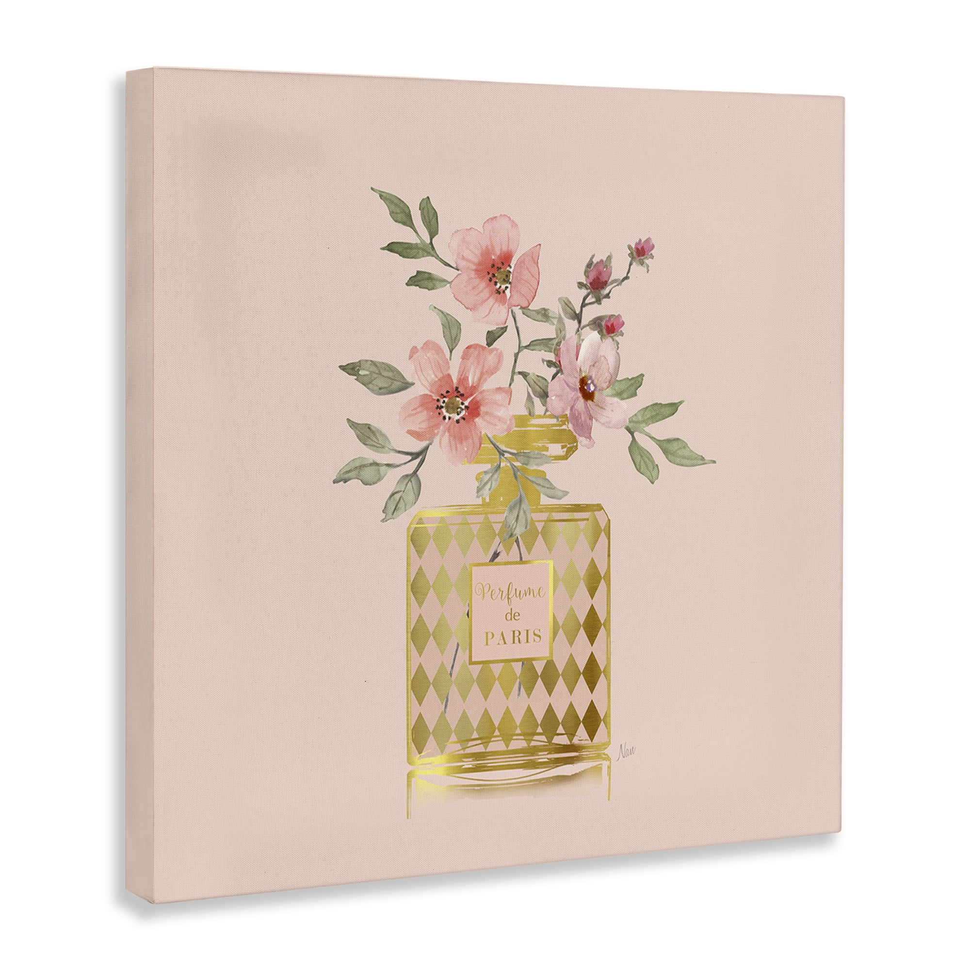 Stupell Industries Patterned Glam Floral Vase Botanical & Floral Painting Gallery Wrapped Canvas Art Print Wall Art, 24 x 24