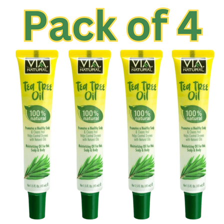 VIA Ultra Care Tea Tree Oil Clean Hair, Helps Control Dryness with Natural Oil for Hair, Scalp, Body 1.5 oz Each Pack of 4