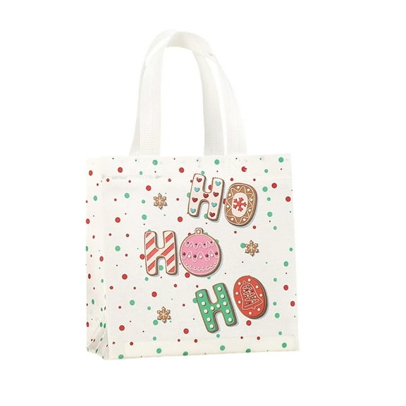 Coollooc 3Pcs Christmas Gift Bags with Handles, 8x8 Inch Large Reusable Holiday Treat Bags for Gifts, Xmas Party Decorations, Wine Bottles & Toys, Suitable for Christmas Gift Giving(C,3Pcs)