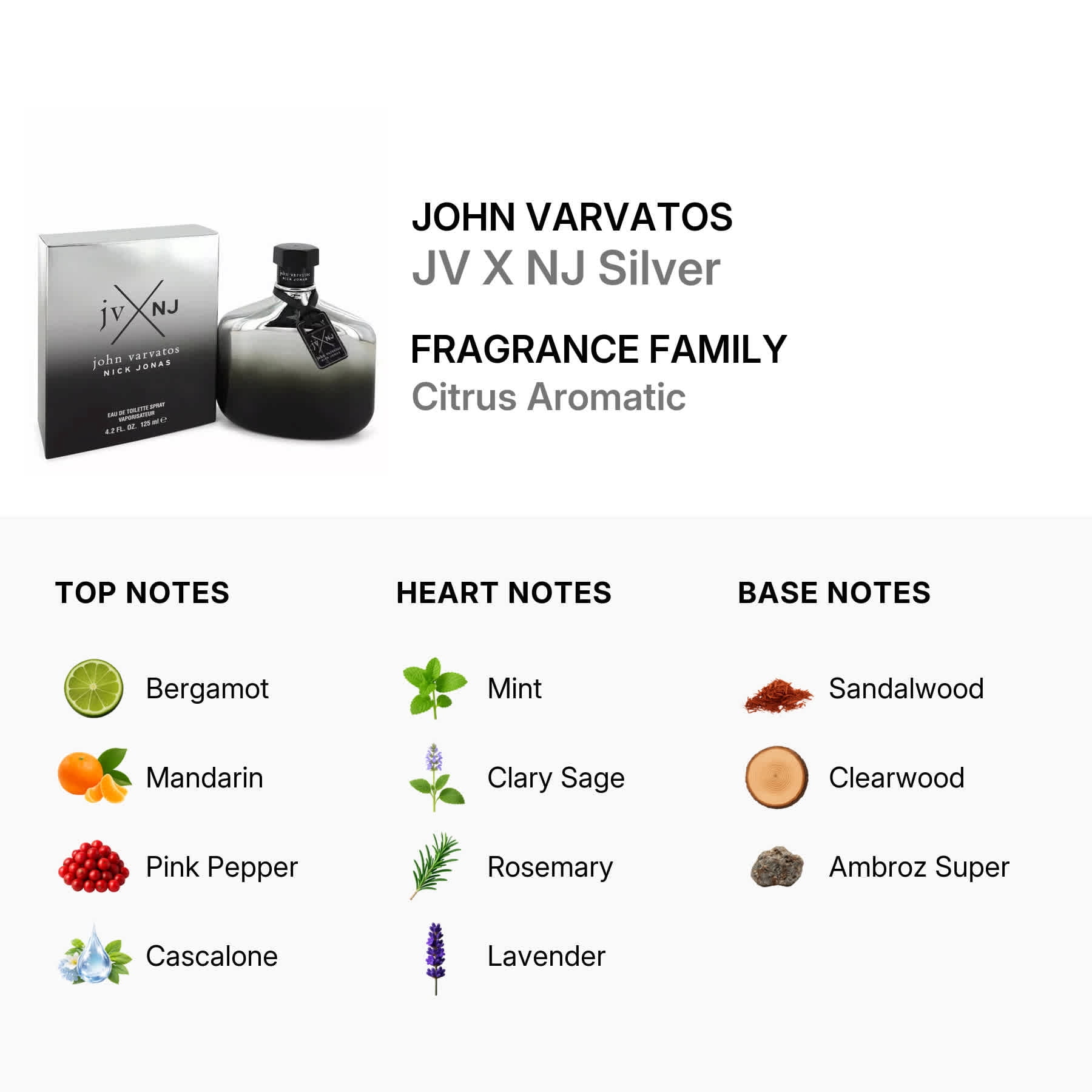 John Varvatos Nick Jonas Silver EDT Spray for Men, 4.2 oz