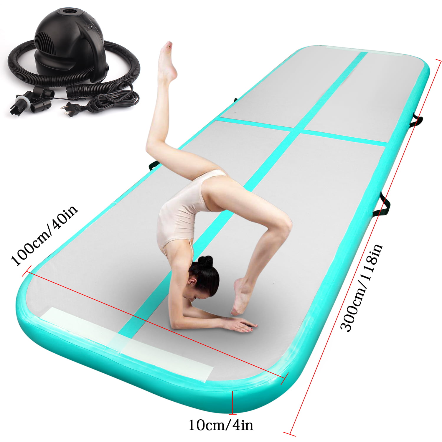 Air Track Gymnastics Tumbling Mat Floor Inflatable GYM Pad &Pump Training Sports 