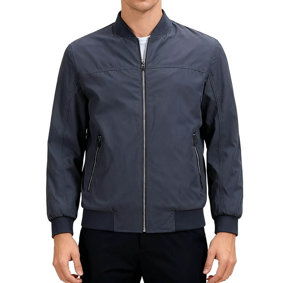Dagegui Men's Bomber Jacket Lightweight Stand Collar Zip Up Coats Windproof Outdoor Active Jackets wit Pockets Gray S
