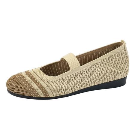 

VMESZQFG Women Loafers Shoes for Work Women s Fall New Europe And The United States And Foreign Trade Round Head Flat Single Shoes Sports Casual Shoes Khaki