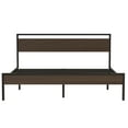 thumbnail image 4 of Llinc Store King Size Metal Bed Frame Black with Walnut wood Headboard&Footboard Metal King Bed Frame with Headboard, 4 of 7
