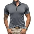 thumbnail image 2 of CUSTG T-Shirts Men's Workout Gym Muscle Athletic Running Hiking Active Half Zip Short Sleeve T Shirts Leisure O-Neck Tops, 2 of 6