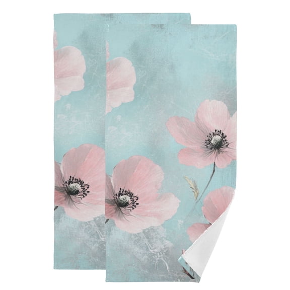 Vintage Style Watercolor Pink Flowers Hand Towel Absorbent Bath Towels for Bathroom Sports Gym 28" x 14" Set of 2