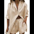 thumbnail image 3 of Conjunto de Chándal de 2 Piezas para Mujer, de Verano, con Top de Corta y Pantalones Cortos. Color Albaricoque M, 3 of 9