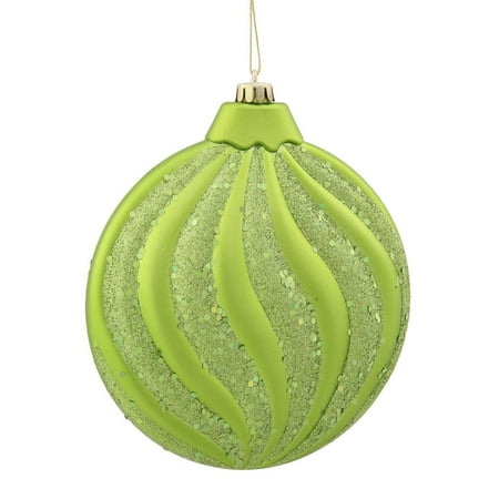 - Green Kiwi Glitter Swirl Shatterproof Christmas Disc Ornament 6