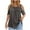 Gray, variant on Hvyesh Cold Shoulder Tops for Women Plus Size Short Sleeve Shirt Loose Fit Crew Neck Blouse Tops Oportunidad única