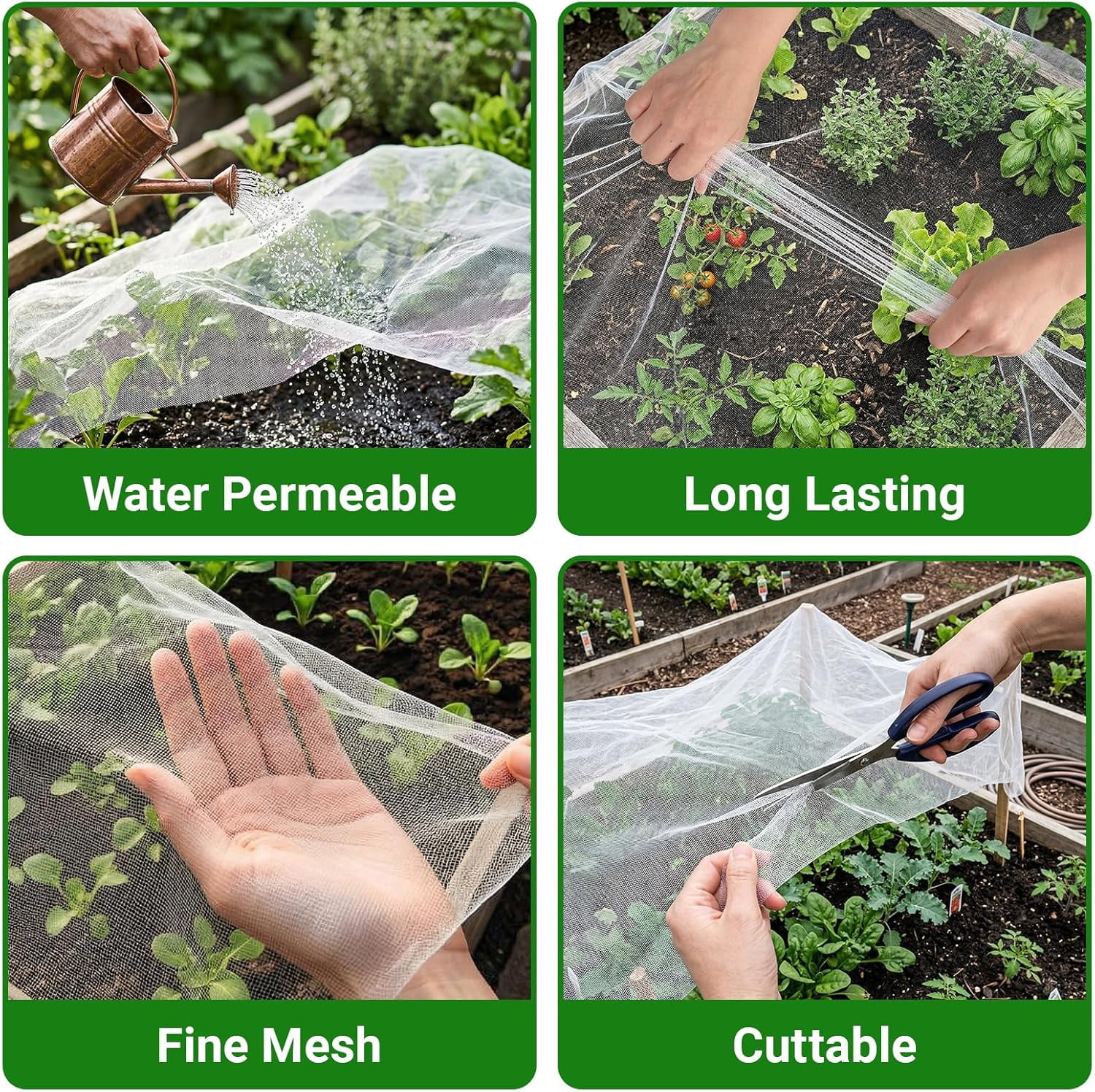 Ultra Fine 4'x10' – No Frame Needed, Easy Install, Pest Barrier & Bird Netting, Plant Cover for Garden, Greenhouse, Patio, Protecting Vegetables, Flowers, Trees