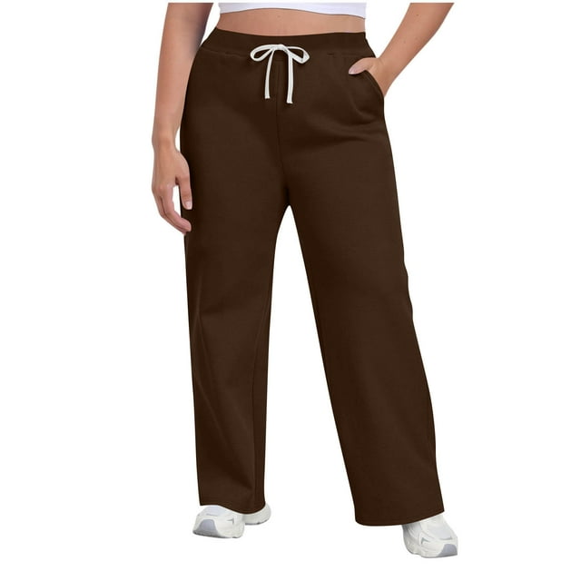 Plus Size Pants, Comfortable Sports Trousers with Elastic Waist and Pockets