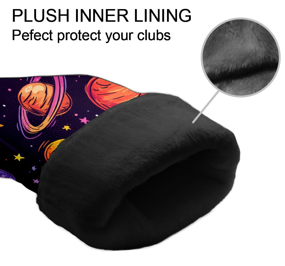 Golf Club Covers PU Leather Waterproof Head Covers for Fairway Woods Hybrids Planet Pattern