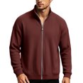 thumbnail image 3 of UDAUDU Men's Full Zipper Cardigan Sweater Casual Stand Collar Cardigan Corduroy Sweatshirt Long Sleeve Sweater Wine 2XL, 3 of 7
