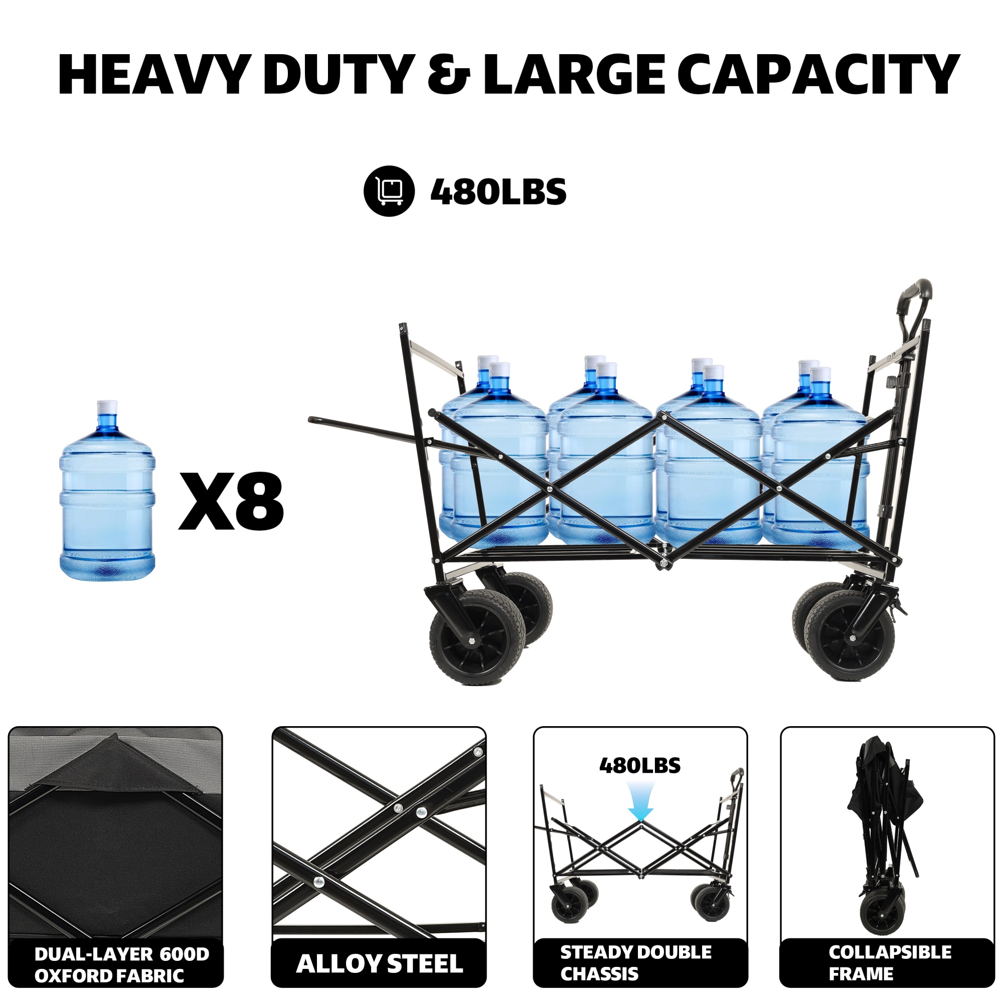 480Lbs Collapsible Wagon With Canopy,Wagon Stroller With 7" All-Terrain Wheels, Lightweight Foldable Wagon, Large Capacity For Camping, Shopping, Sports, And Garden Use,orange With Mosquito Net