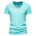 thumbnail image 1 of Calidad de marca 100% algodón Camiseta de los hombres Camisetas sólidas ajustadas con diseño de moda con cuello en V Camisetas para hombre Camiseta de manga corta para hombre, 1 of 4