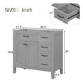 thumbnail image 2 of Storage Cabinet with 2 Doors and 5 Drawers, Bathroom Vanity with Wood Frame and Slide Rail, Freestanding Bathroom Vanity with MDF Boards and Handles for Home,Bathroom, 2 of 9