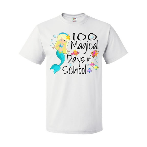 Inktastic 100 Magical Days of School with Blue Mermaid and Fish T-Shirt