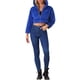thumbnail image 2 of Abrigo de piel sintética casual para mujer Inspire Chic con cremallera, capucha y corte corto, chaqueta de forro polar suave L azul real, 2 of 5