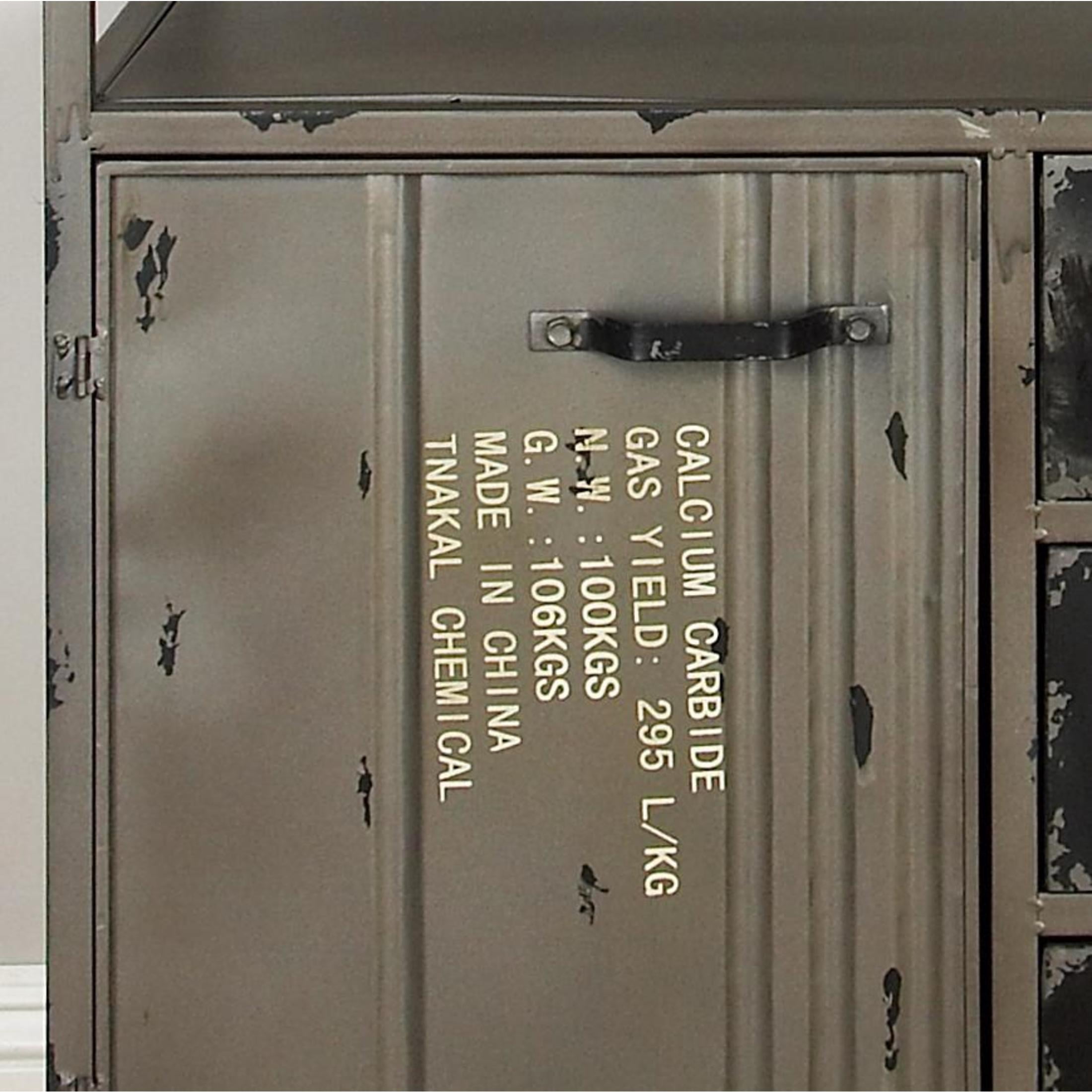 DecMode Industrial Metal Cabinet, 36"W x 32"H with Numbers and Text Typography and Gray/Black Finish